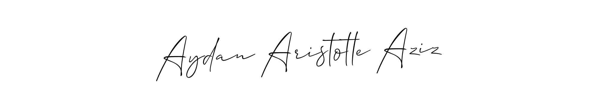 Create a beautiful signature design for name Aydan Aristotle Aziz. With this signature (Allison_Script) fonts, you can make a handwritten signature for free. Aydan Aristotle Aziz signature style 2 images and pictures png