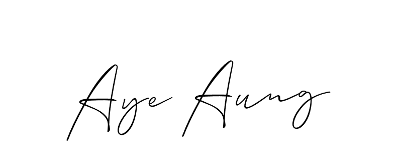 Make a beautiful signature design for name Aye Aung. With this signature (Allison_Script) style, you can create a handwritten signature for free. Aye Aung signature style 2 images and pictures png