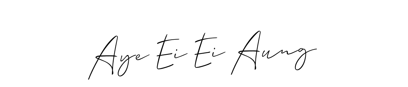 How to make Aye Ei Ei Aung name signature. Use Allison_Script style for creating short signs online. This is the latest handwritten sign. Aye Ei Ei Aung signature style 2 images and pictures png