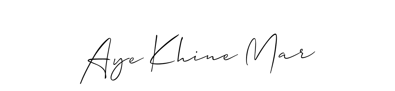 Use a signature maker to create a handwritten signature online. With this signature software, you can design (Allison_Script) your own signature for name Aye Khine Mar. Aye Khine Mar signature style 2 images and pictures png
