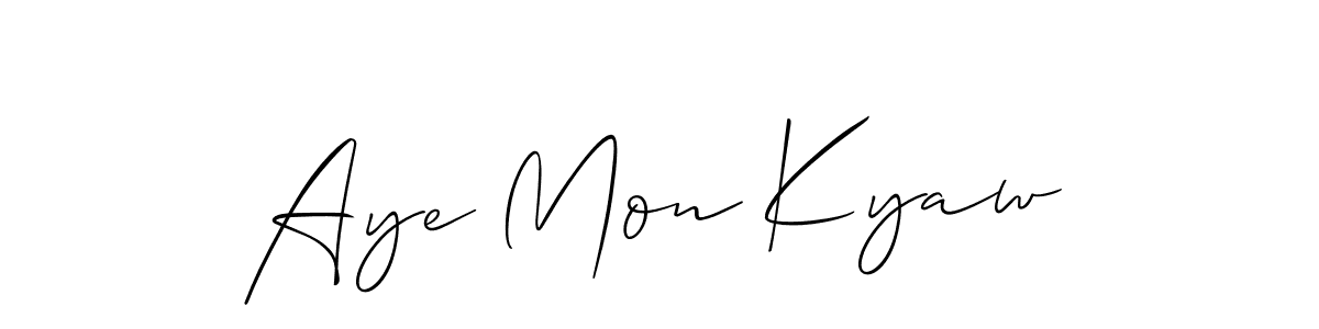 Use a signature maker to create a handwritten signature online. With this signature software, you can design (Allison_Script) your own signature for name Aye Mon Kyaw. Aye Mon Kyaw signature style 2 images and pictures png