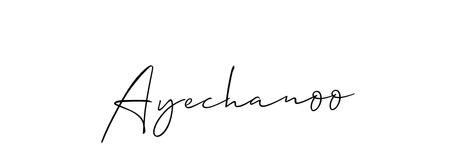 Create a beautiful signature design for name Ayechanoo. With this signature (Allison_Script) fonts, you can make a handwritten signature for free. Ayechanoo signature style 2 images and pictures png