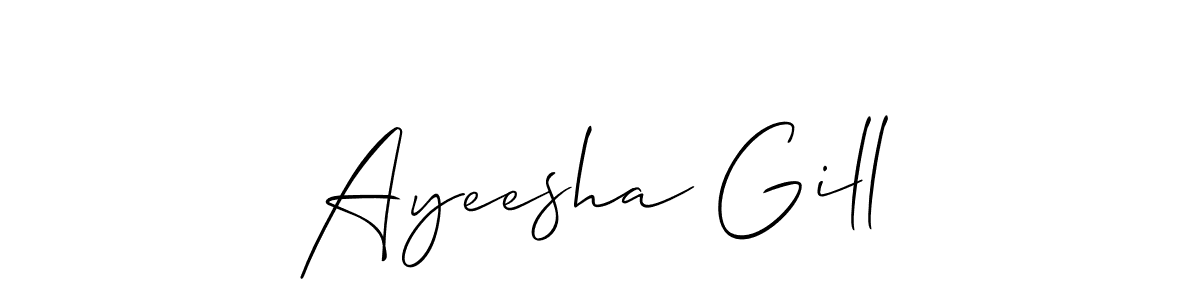 Also You can easily find your signature by using the search form. We will create Ayeesha Gill name handwritten signature images for you free of cost using Allison_Script sign style. Ayeesha Gill signature style 2 images and pictures png