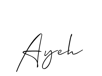 Make a beautiful signature design for name Ayeh. With this signature (Allison_Script) style, you can create a handwritten signature for free. Ayeh signature style 2 images and pictures png