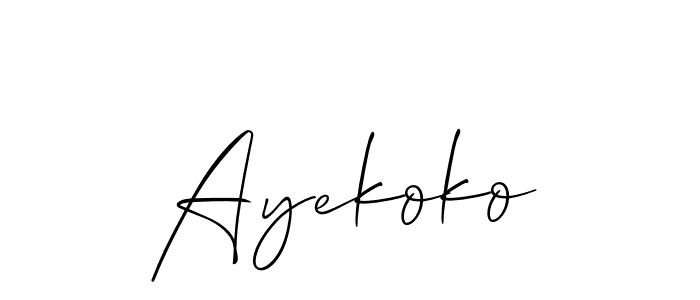 Also You can easily find your signature by using the search form. We will create Ayekoko name handwritten signature images for you free of cost using Allison_Script sign style. Ayekoko signature style 2 images and pictures png