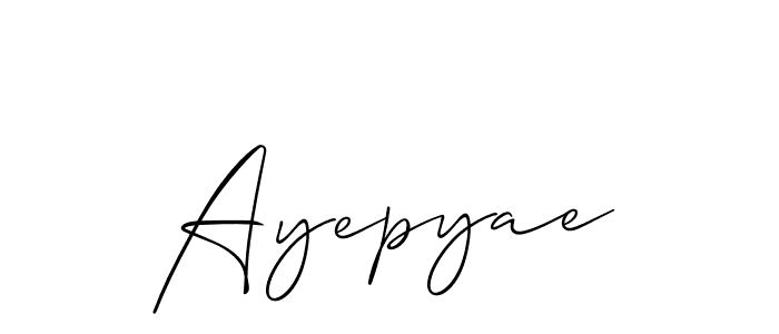 Create a beautiful signature design for name Ayepyae. With this signature (Allison_Script) fonts, you can make a handwritten signature for free. Ayepyae signature style 2 images and pictures png