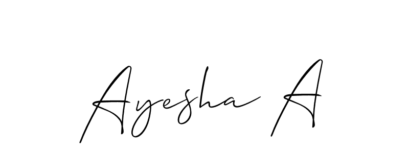 Also You can easily find your signature by using the search form. We will create Ayesha A name handwritten signature images for you free of cost using Allison_Script sign style. Ayesha A signature style 2 images and pictures png