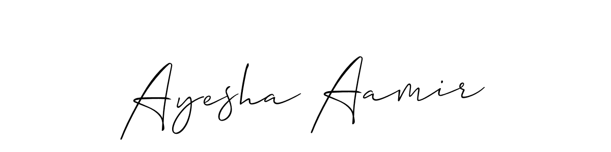 You should practise on your own different ways (Allison_Script) to write your name (Ayesha Aamir) in signature. don't let someone else do it for you. Ayesha Aamir signature style 2 images and pictures png