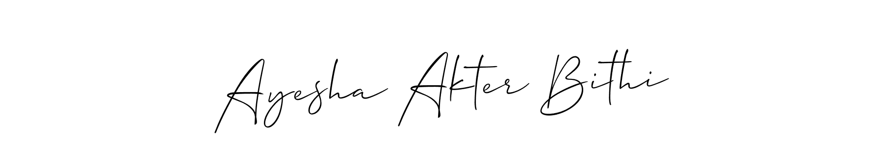 Make a beautiful signature design for name Ayesha Akter Bithi. With this signature (Allison_Script) style, you can create a handwritten signature for free. Ayesha Akter Bithi signature style 2 images and pictures png