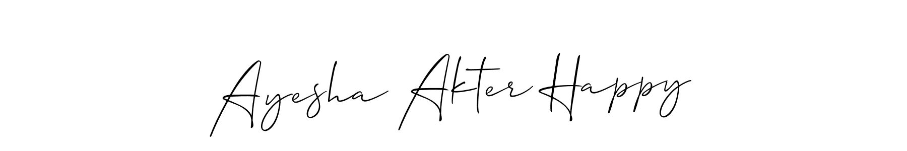 Make a short Ayesha Akter Happy signature style. Manage your documents anywhere anytime using Allison_Script. Create and add eSignatures, submit forms, share and send files easily. Ayesha Akter Happy signature style 2 images and pictures png