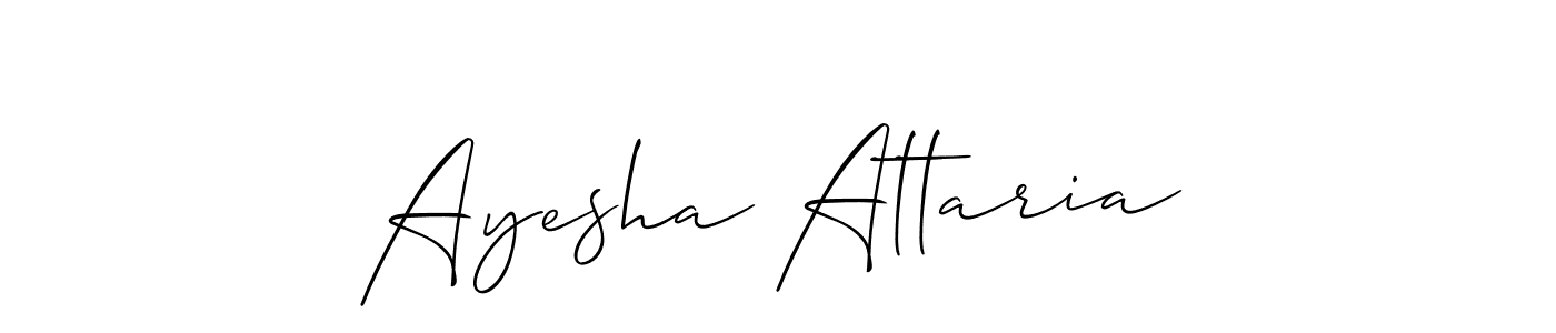 Use a signature maker to create a handwritten signature online. With this signature software, you can design (Allison_Script) your own signature for name Ayesha Attaria. Ayesha Attaria signature style 2 images and pictures png