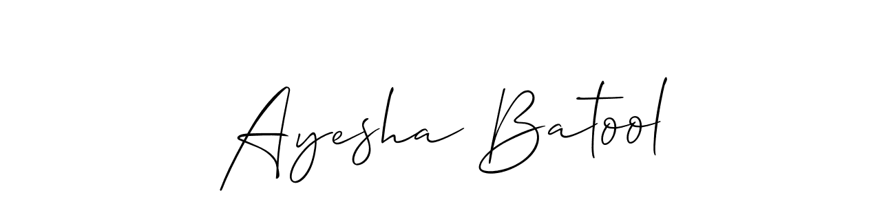 Use a signature maker to create a handwritten signature online. With this signature software, you can design (Allison_Script) your own signature for name Ayesha Batool. Ayesha Batool signature style 2 images and pictures png