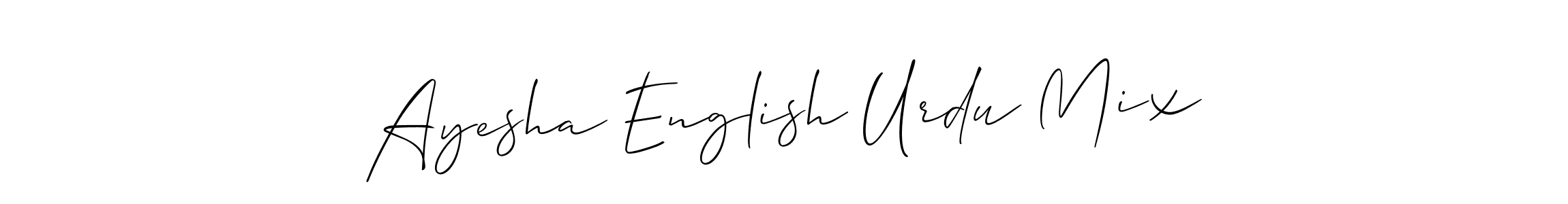 Allison_Script is a professional signature style that is perfect for those who want to add a touch of class to their signature. It is also a great choice for those who want to make their signature more unique. Get Ayesha English Urdu Mix name to fancy signature for free. Ayesha English Urdu Mix signature style 2 images and pictures png