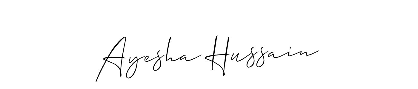 You should practise on your own different ways (Allison_Script) to write your name (Ayesha Hussain) in signature. don't let someone else do it for you. Ayesha Hussain signature style 2 images and pictures png