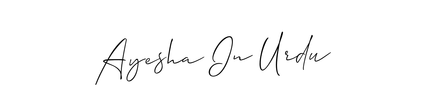 Create a beautiful signature design for name Ayesha In Urdu. With this signature (Allison_Script) fonts, you can make a handwritten signature for free. Ayesha In Urdu signature style 2 images and pictures png