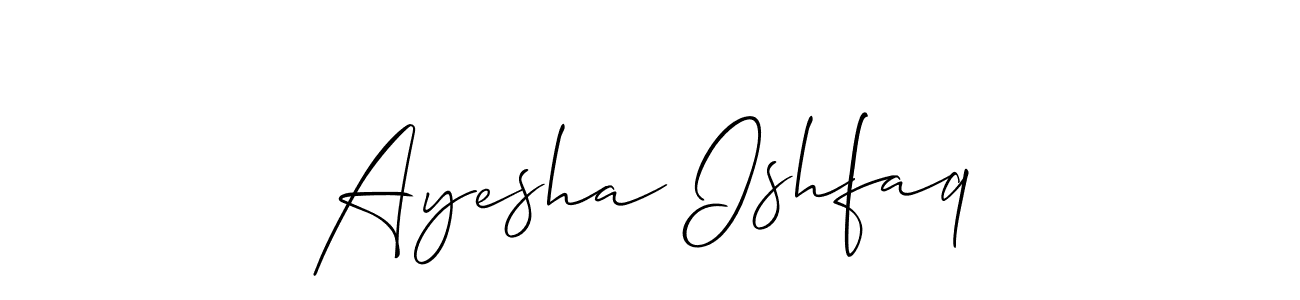How to make Ayesha Ishfaq name signature. Use Allison_Script style for creating short signs online. This is the latest handwritten sign. Ayesha Ishfaq signature style 2 images and pictures png