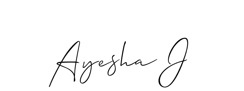 Also we have Ayesha J name is the best signature style. Create professional handwritten signature collection using Allison_Script autograph style. Ayesha J signature style 2 images and pictures png