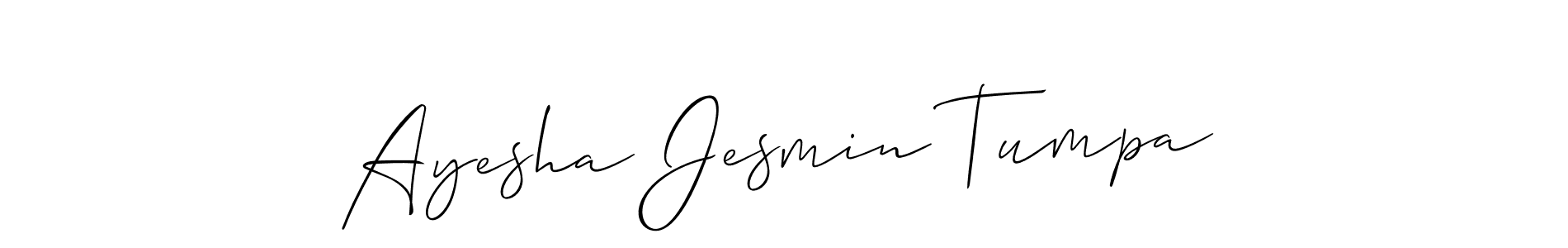 Create a beautiful signature design for name Ayesha Jesmin Tumpa. With this signature (Allison_Script) fonts, you can make a handwritten signature for free. Ayesha Jesmin Tumpa signature style 2 images and pictures png