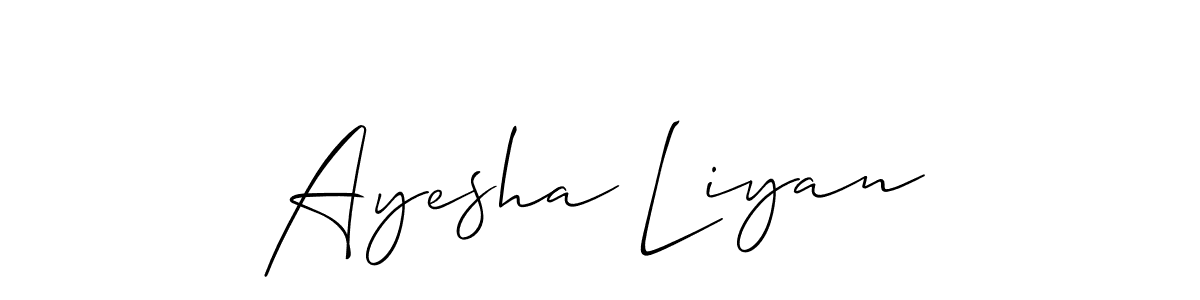 Create a beautiful signature design for name Ayesha Liyan. With this signature (Allison_Script) fonts, you can make a handwritten signature for free. Ayesha Liyan signature style 2 images and pictures png