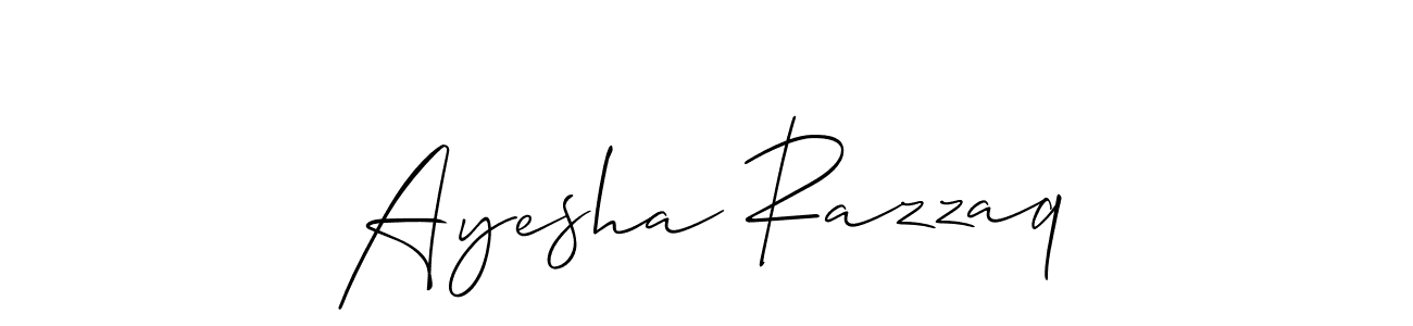 if you are searching for the best signature style for your name Ayesha Razzaq. so please give up your signature search. here we have designed multiple signature styles  using Allison_Script. Ayesha Razzaq signature style 2 images and pictures png