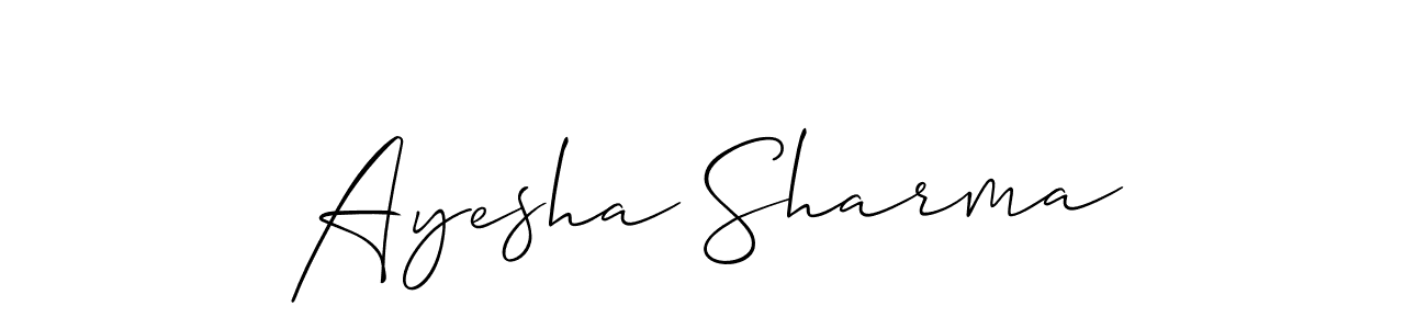 It looks lik you need a new signature style for name Ayesha Sharma. Design unique handwritten (Allison_Script) signature with our free signature maker in just a few clicks. Ayesha Sharma signature style 2 images and pictures png