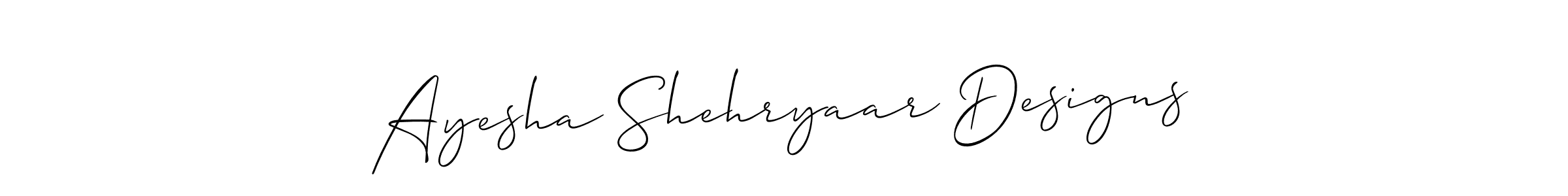 Ayesha Shehryaar Designs stylish signature style. Best Handwritten Sign (Allison_Script) for my name. Handwritten Signature Collection Ideas for my name Ayesha Shehryaar Designs. Ayesha Shehryaar Designs signature style 2 images and pictures png