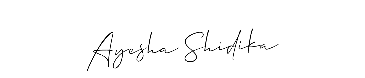 Also we have Ayesha Shidika name is the best signature style. Create professional handwritten signature collection using Allison_Script autograph style. Ayesha Shidika signature style 2 images and pictures png