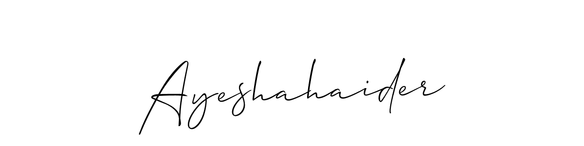 Design your own signature with our free online signature maker. With this signature software, you can create a handwritten (Allison_Script) signature for name Ayeshahaider. Ayeshahaider signature style 2 images and pictures png