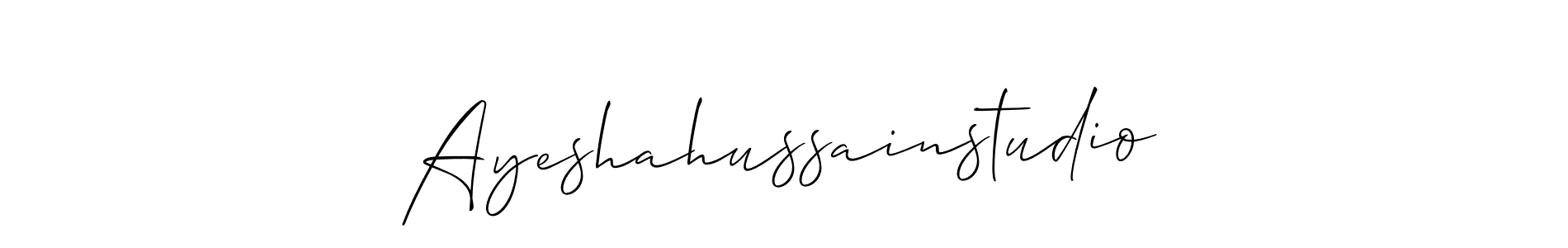 You can use this online signature creator to create a handwritten signature for the name Ayeshahussainstudio. This is the best online autograph maker. Ayeshahussainstudio signature style 2 images and pictures png