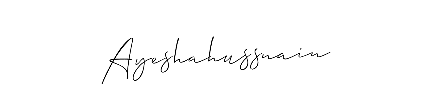 Allison_Script is a professional signature style that is perfect for those who want to add a touch of class to their signature. It is also a great choice for those who want to make their signature more unique. Get Ayeshahussnain name to fancy signature for free. Ayeshahussnain signature style 2 images and pictures png