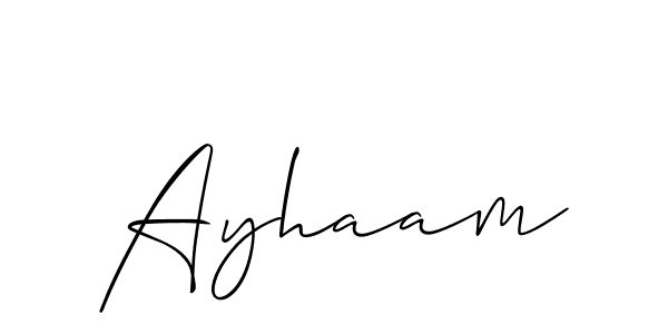 Make a beautiful signature design for name Ayhaam. With this signature (Allison_Script) style, you can create a handwritten signature for free. Ayhaam signature style 2 images and pictures png