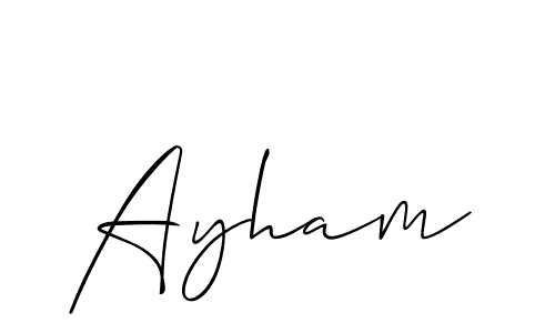 if you are searching for the best signature style for your name Ayham. so please give up your signature search. here we have designed multiple signature styles  using Allison_Script. Ayham signature style 2 images and pictures png