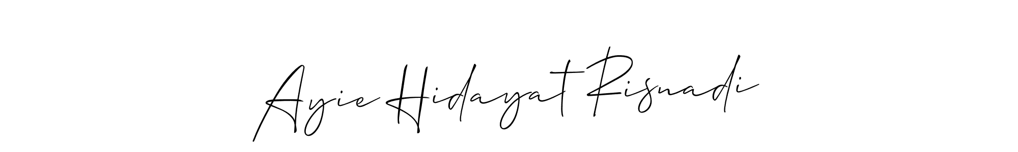 Make a beautiful signature design for name Ayie Hidayat Risnadi. With this signature (Allison_Script) style, you can create a handwritten signature for free. Ayie Hidayat Risnadi signature style 2 images and pictures png