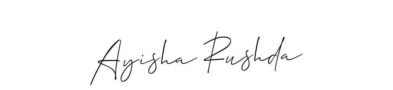 Also we have Ayisha Rushda name is the best signature style. Create professional handwritten signature collection using Allison_Script autograph style. Ayisha Rushda signature style 2 images and pictures png