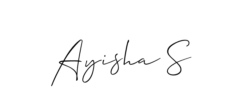 How to make Ayisha S name signature. Use Allison_Script style for creating short signs online. This is the latest handwritten sign. Ayisha S signature style 2 images and pictures png