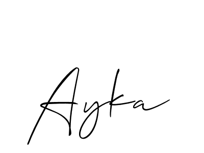 Use a signature maker to create a handwritten signature online. With this signature software, you can design (Allison_Script) your own signature for name Ayka. Ayka signature style 2 images and pictures png