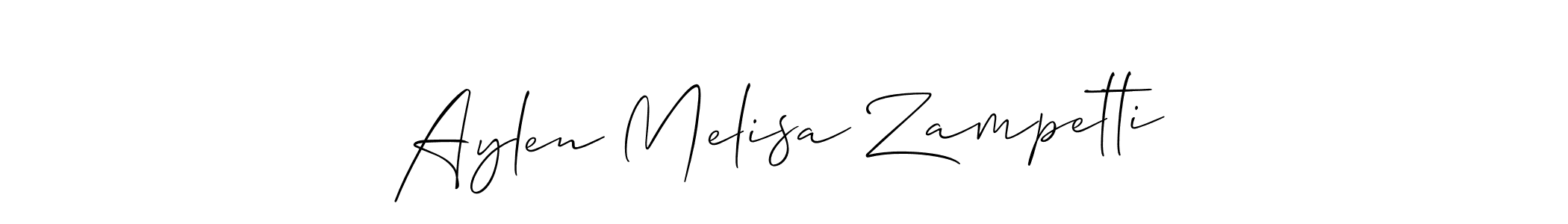 The best way (Allison_Script) to make a short signature is to pick only two or three words in your name. The name Aylen Melisa Zampetti include a total of six letters. For converting this name. Aylen Melisa Zampetti signature style 2 images and pictures png