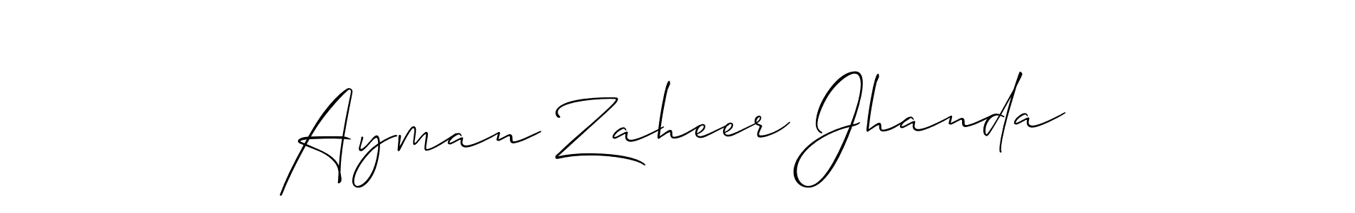 You should practise on your own different ways (Allison_Script) to write your name (Ayman Zaheer Jhanda) in signature. don't let someone else do it for you. Ayman Zaheer Jhanda signature style 2 images and pictures png