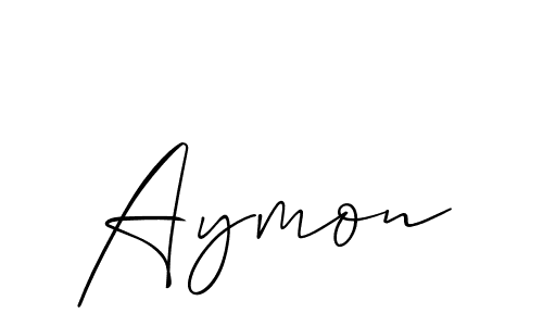 Use a signature maker to create a handwritten signature online. With this signature software, you can design (Allison_Script) your own signature for name Aymon. Aymon signature style 2 images and pictures png