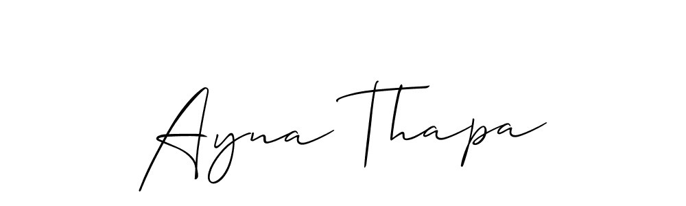 Make a beautiful signature design for name Ayna Thapa. With this signature (Allison_Script) style, you can create a handwritten signature for free. Ayna Thapa signature style 2 images and pictures png