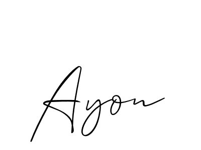 Make a beautiful signature design for name Ayon. With this signature (Allison_Script) style, you can create a handwritten signature for free. Ayon signature style 2 images and pictures png