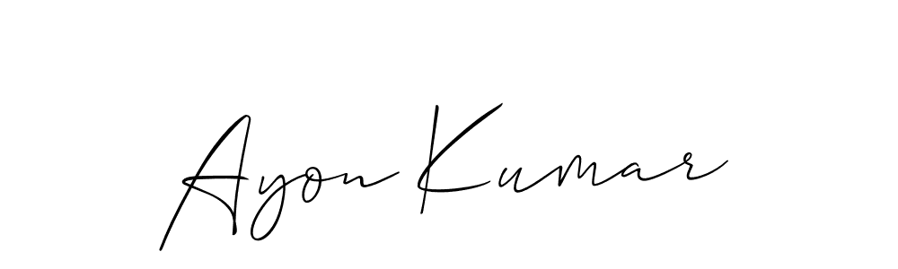 The best way (Allison_Script) to make a short signature is to pick only two or three words in your name. The name Ayon Kumar include a total of six letters. For converting this name. Ayon Kumar signature style 2 images and pictures png