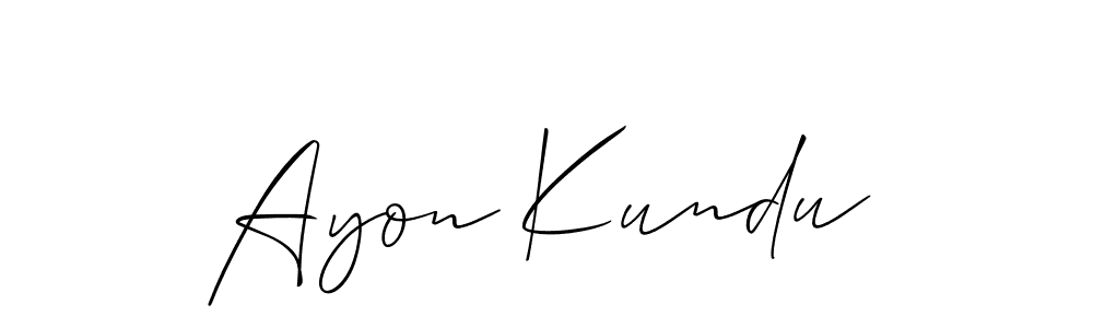 The best way (Allison_Script) to make a short signature is to pick only two or three words in your name. The name Ayon Kundu include a total of six letters. For converting this name. Ayon Kundu signature style 2 images and pictures png