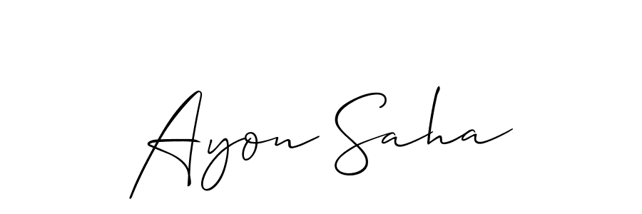 Create a beautiful signature design for name Ayon Saha. With this signature (Allison_Script) fonts, you can make a handwritten signature for free. Ayon Saha signature style 2 images and pictures png