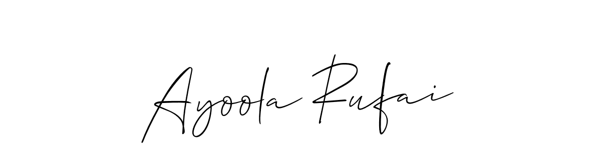 Use a signature maker to create a handwritten signature online. With this signature software, you can design (Allison_Script) your own signature for name Ayoola Rufai. Ayoola Rufai signature style 2 images and pictures png