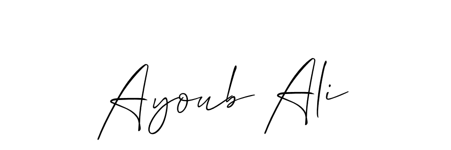 Make a beautiful signature design for name Ayoub Ali. With this signature (Allison_Script) style, you can create a handwritten signature for free. Ayoub Ali signature style 2 images and pictures png