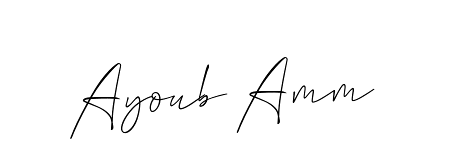 Make a beautiful signature design for name Ayoub Amm. With this signature (Allison_Script) style, you can create a handwritten signature for free. Ayoub Amm signature style 2 images and pictures png