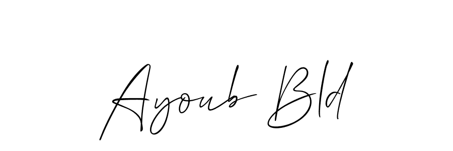 if you are searching for the best signature style for your name Ayoub Bld. so please give up your signature search. here we have designed multiple signature styles  using Allison_Script. Ayoub Bld signature style 2 images and pictures png