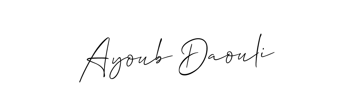 Create a beautiful signature design for name Ayoub Daouli. With this signature (Allison_Script) fonts, you can make a handwritten signature for free. Ayoub Daouli signature style 2 images and pictures png