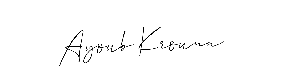 It looks lik you need a new signature style for name Ayoub Krouna. Design unique handwritten (Allison_Script) signature with our free signature maker in just a few clicks. Ayoub Krouna signature style 2 images and pictures png